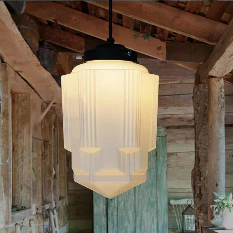 White Milk Glass Pendant Light - Vintage Elegance