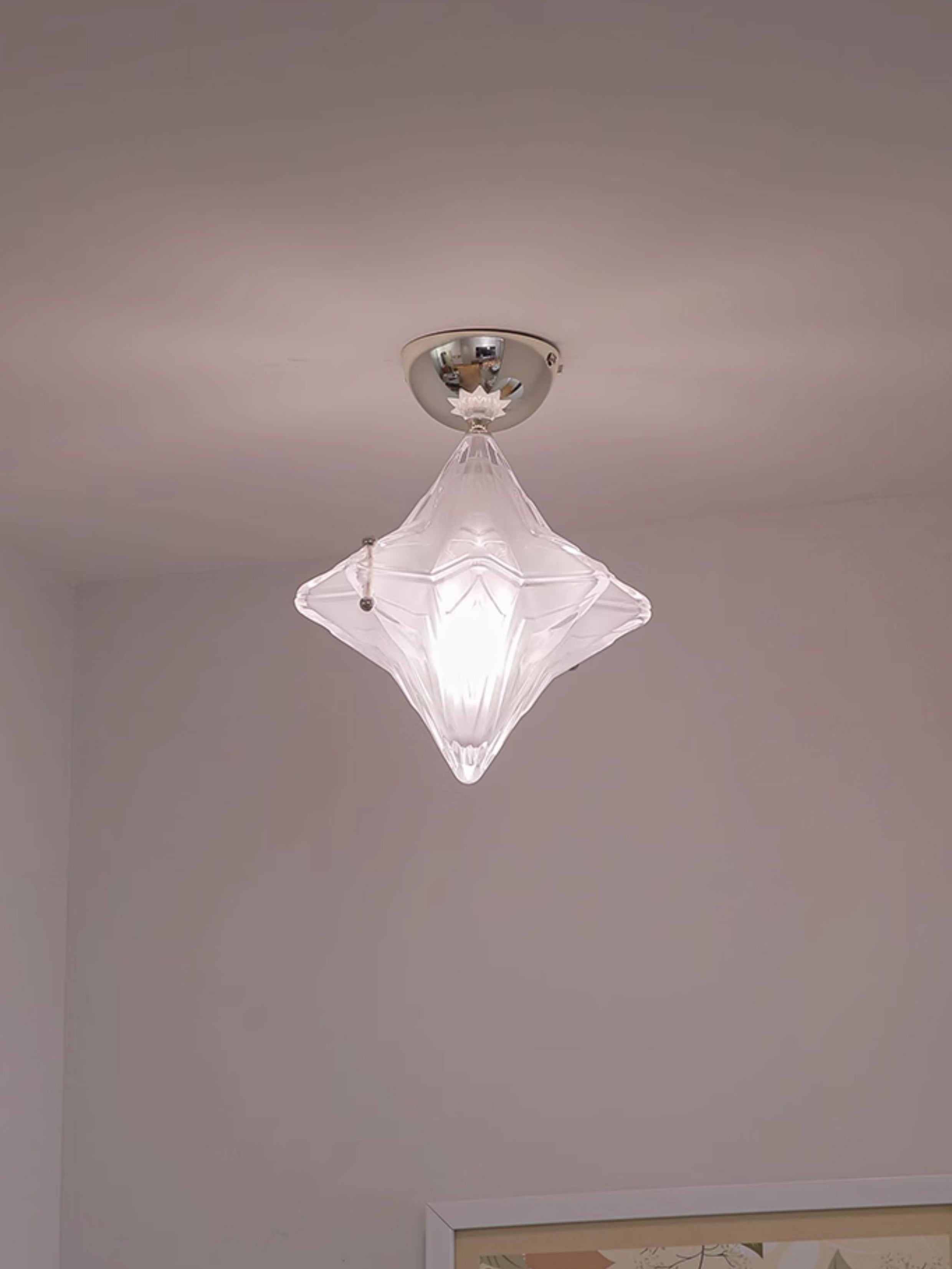 Art Deco Star Ceiling Lamp -Frosted Glass Fixture for Hallway & Entryway -Astris Ceres