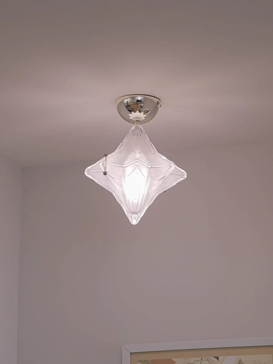 Art Deco Star Ceiling Lamp -Frosted Glass Fixture for Hallway & Entryway -Astris Ceres