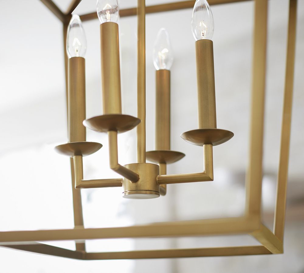 Suspension lanterne Rowan en bronze et laiton - Plafonnier suspendu en acier