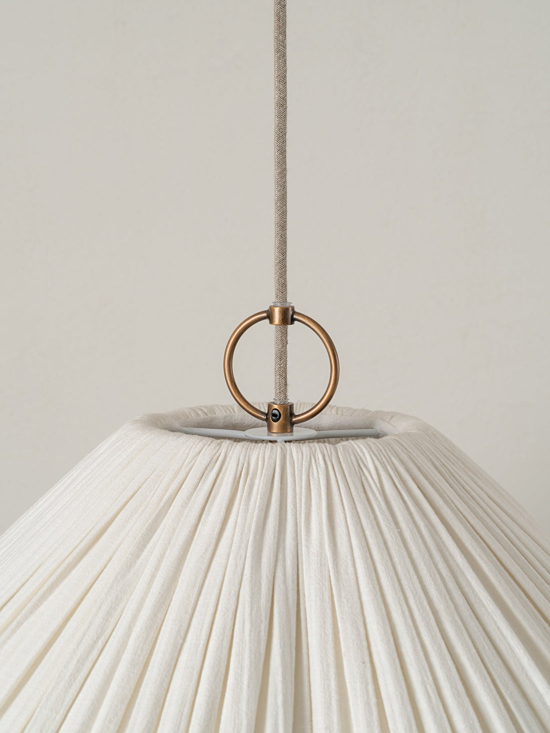 Lindi - Aged Brass and Linen Oversized Scalloped Pendant Light