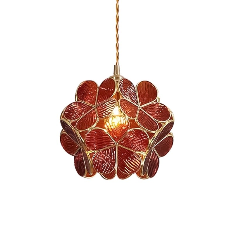 Retro Glass Flower Petal Pendant Lamp