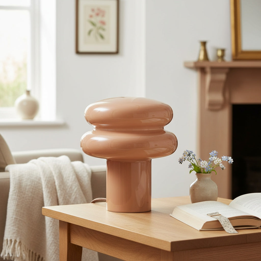 Small Opal Table Lamp - Mushroom Glass Lamp for Living Room