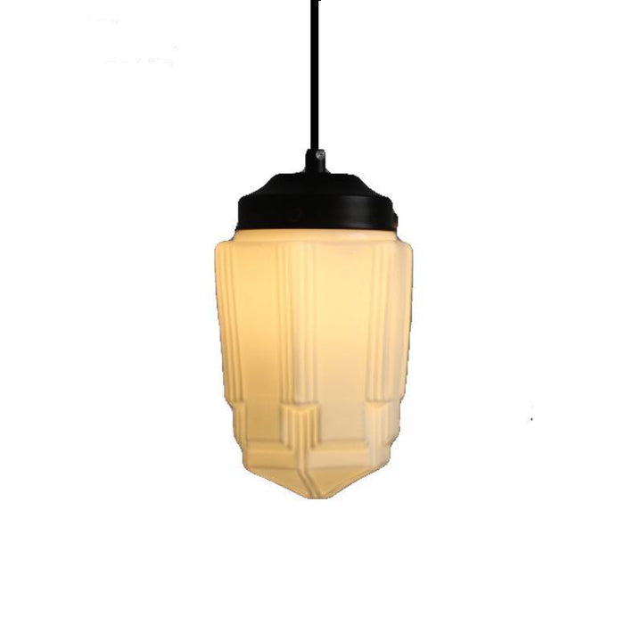 Suspension en verre blanc laiteux - Élégance vintage