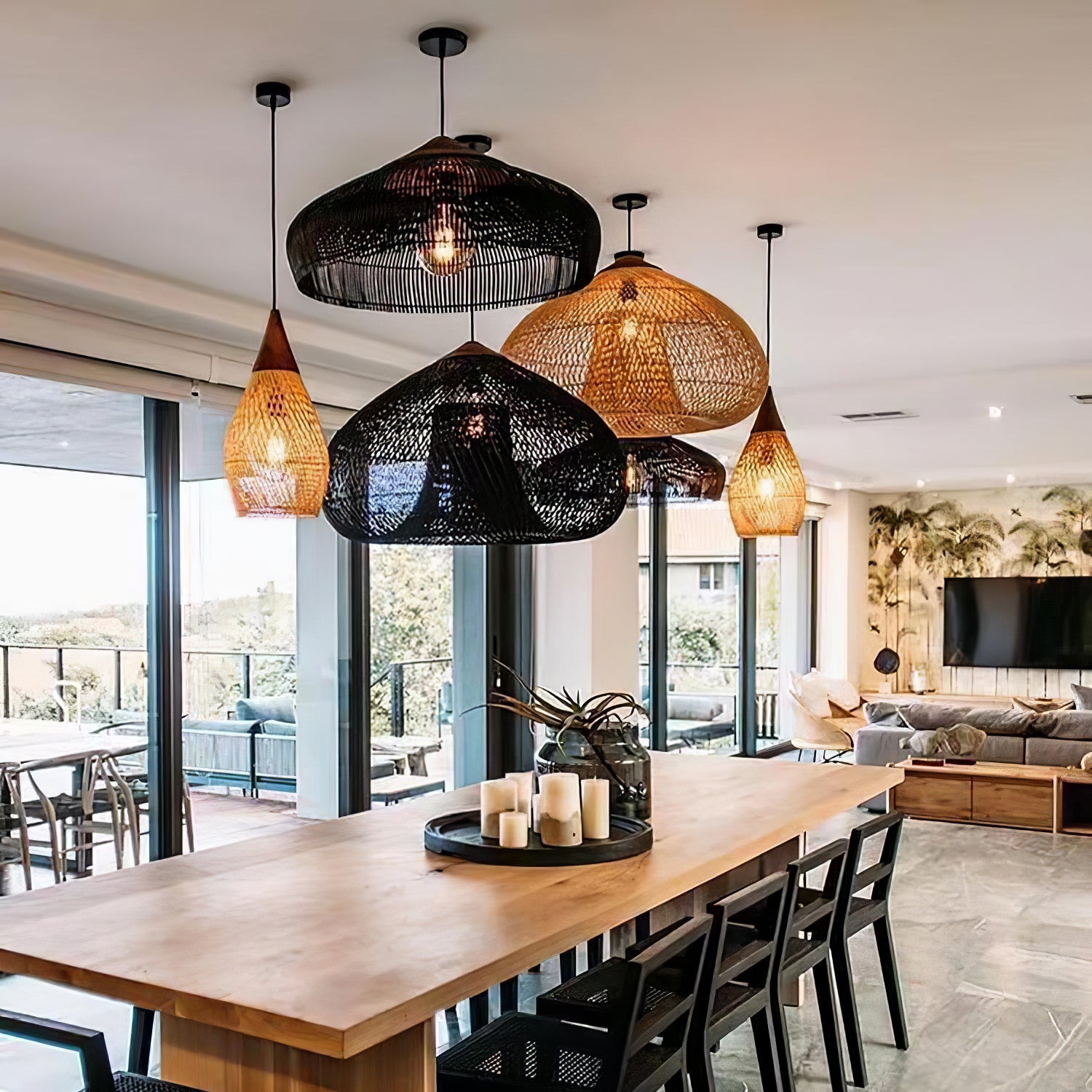 Harp Braided Rattan Pendant Lamp