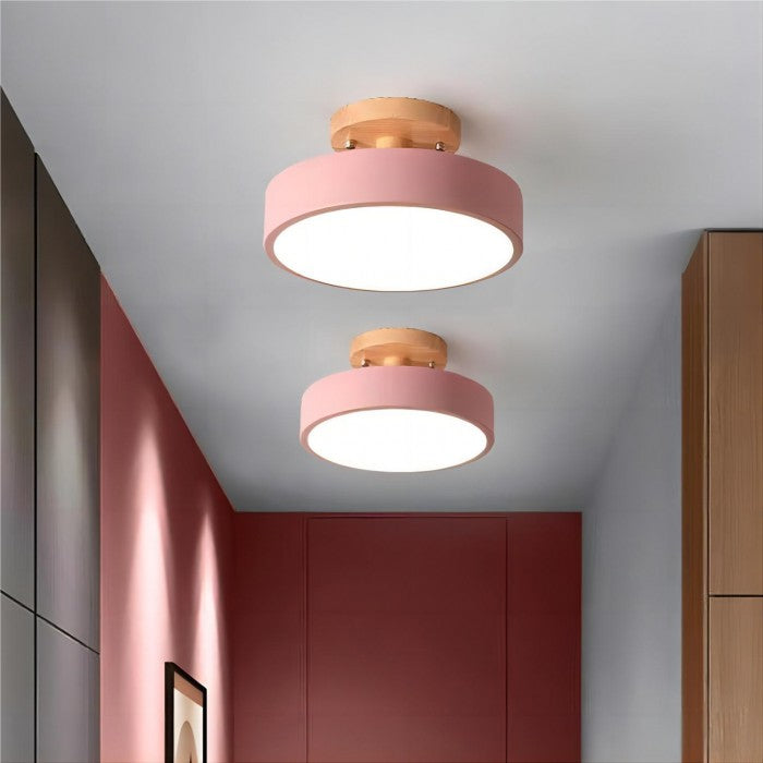 Macaroon Round Ceiling Lamp – Scandinavian Style Wooden Ceiling Light