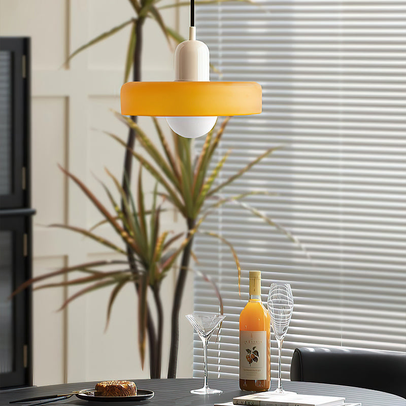 Disc Orb Glass Pendant Lamp – Morandi Pendant Light for Living Rooms