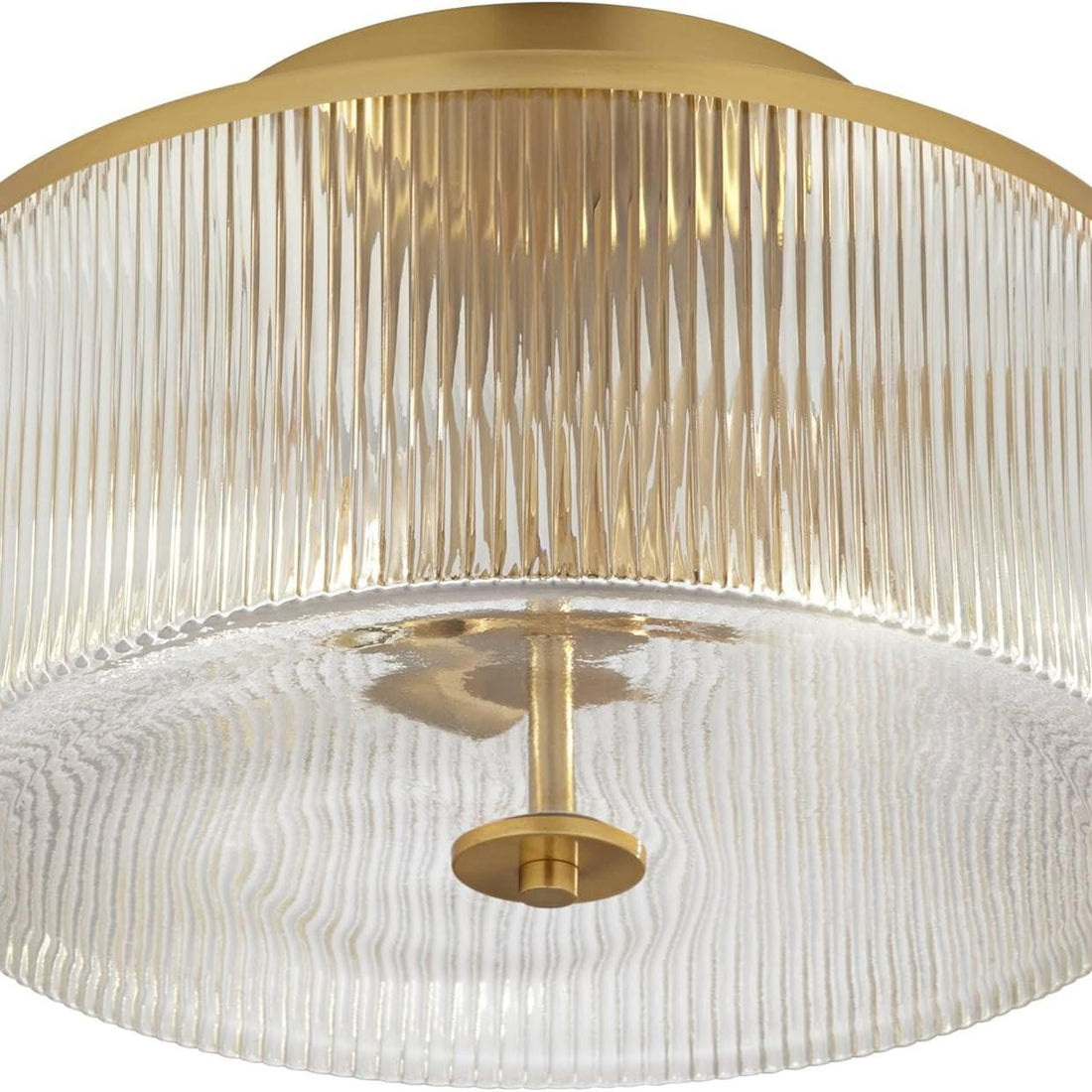 Plafonnier tambour en verre rayé Claude Farmhouse - Suspension rétro