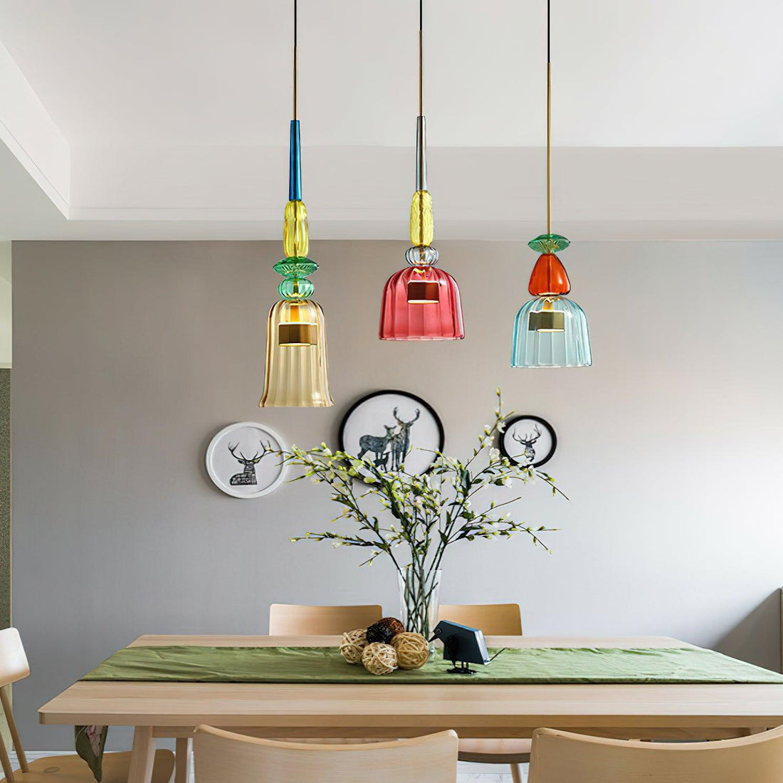Iron Glass Chandelier Light - Colorful Candy Hand Blown Mixed Color