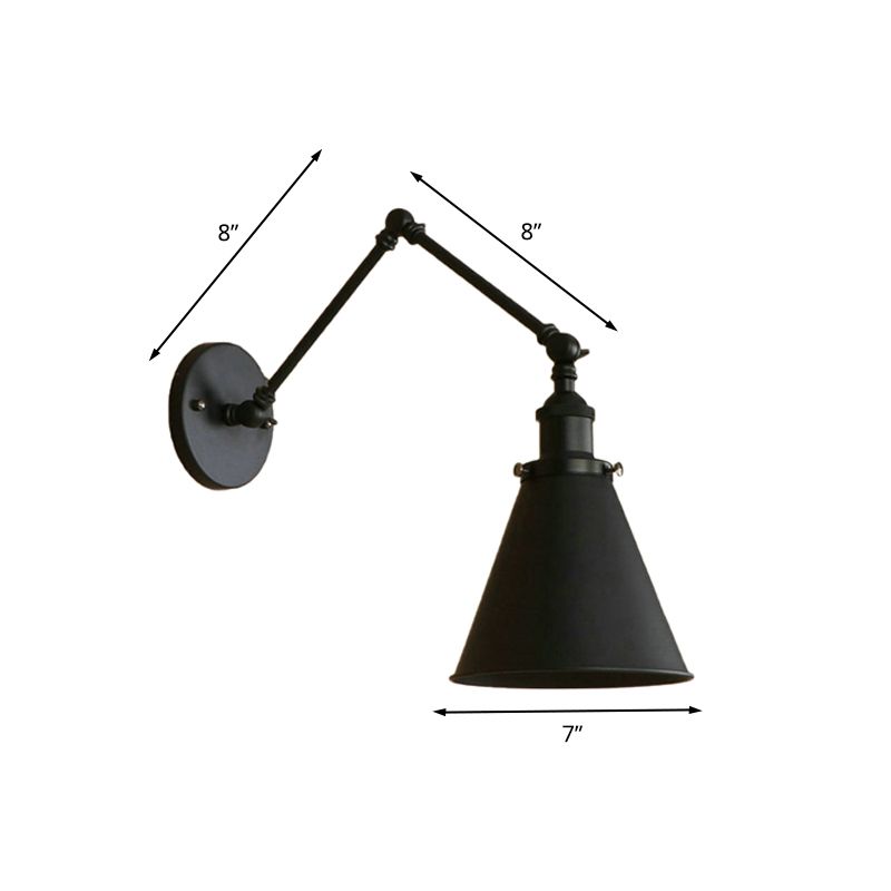 Adjustable Industrial Metal Wall Sconce with Long Articulated Arm