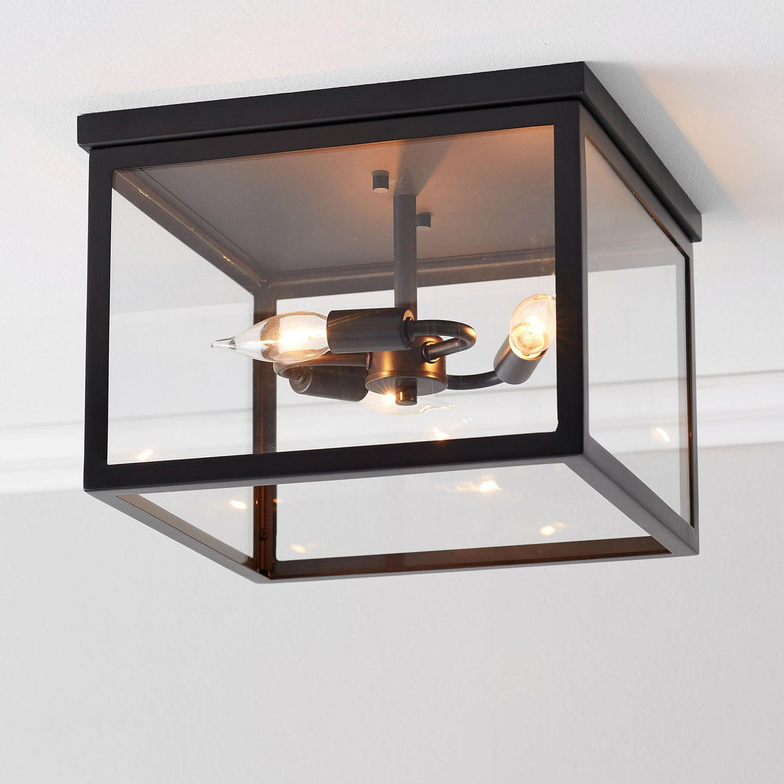 Plafonnier encastré Ferrix minimaliste en fer - Plafonnier d'extérieur moderne en verre
