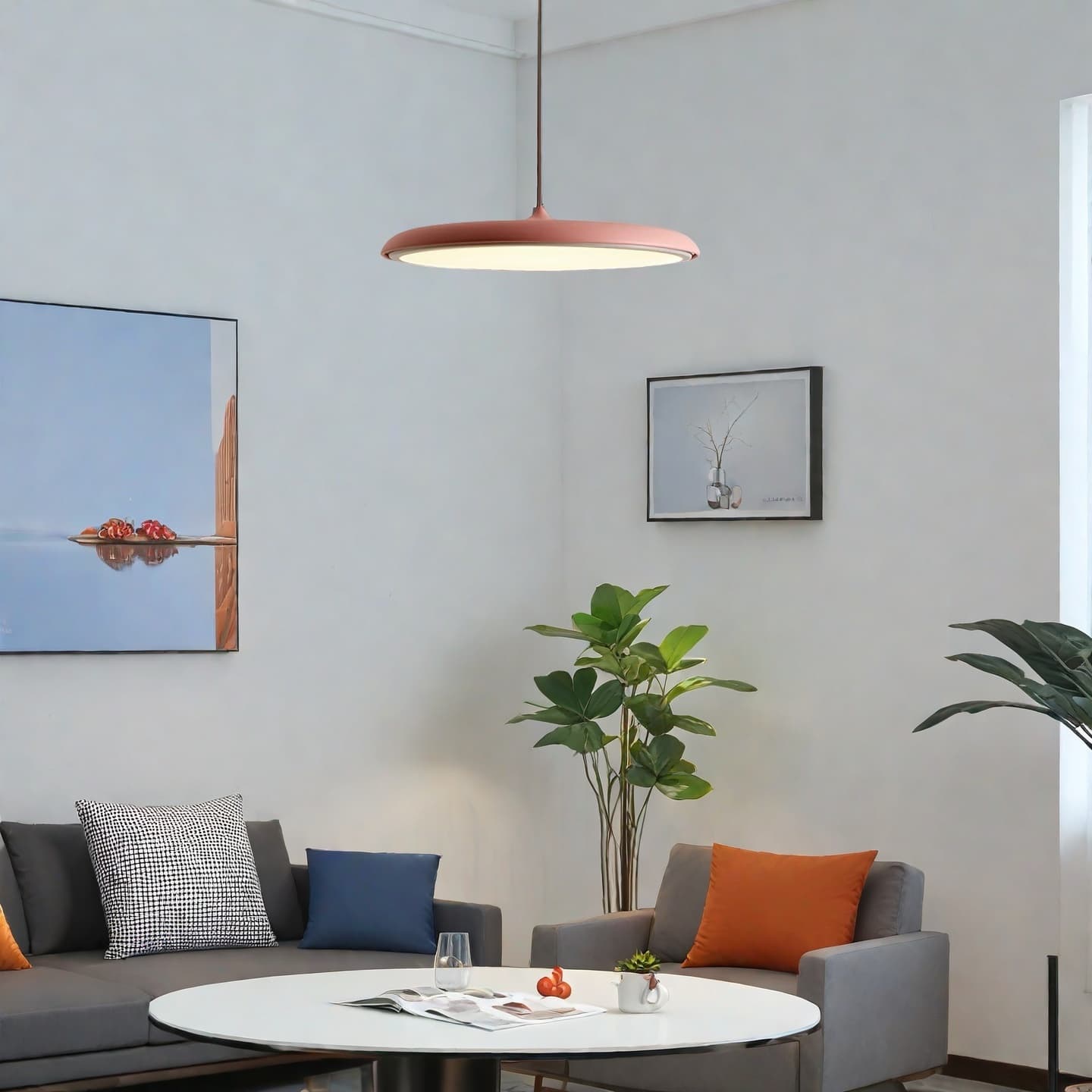 Macaron Pendant Light - Contemporary Dark Blue Metal Acrylic Decor