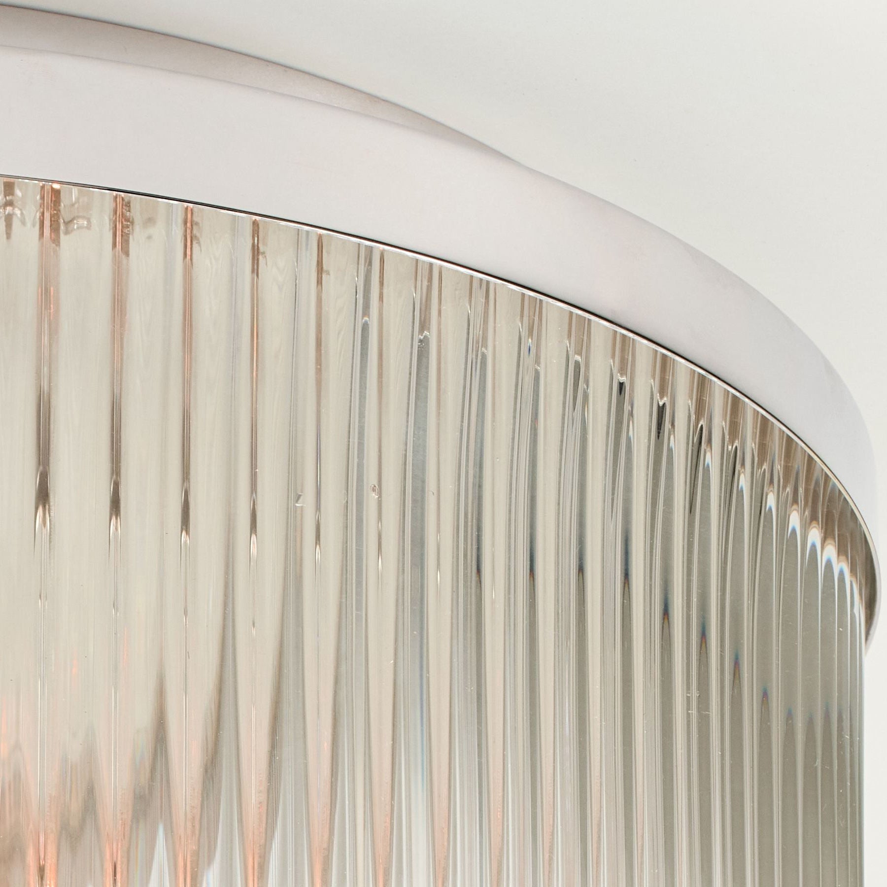 Bravira Flush Mount Ceiling Light - Ribbed & Bubbled Glass Metal Light