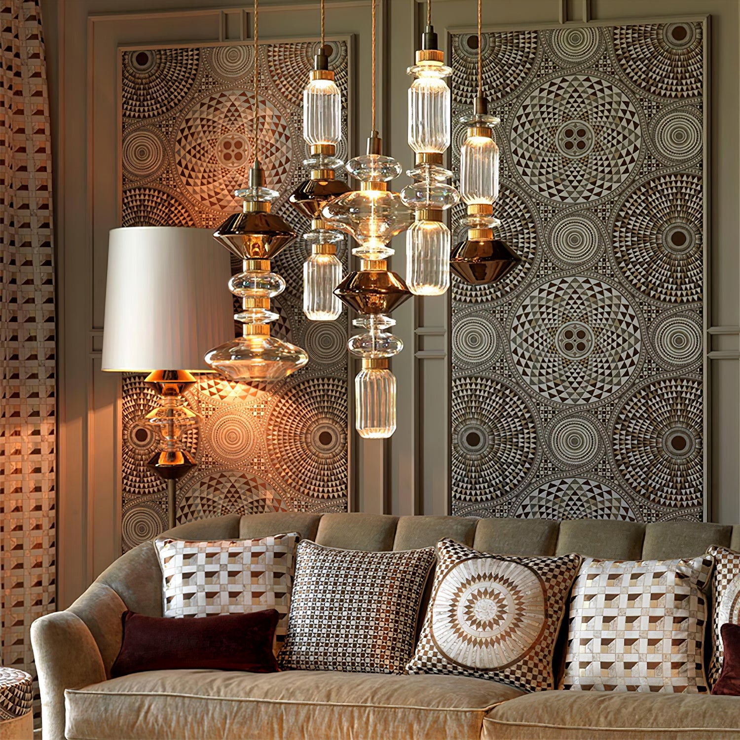 Sleek Hanging Light - Iron Metal Glass Gold Clear Hardwired Atmosphere