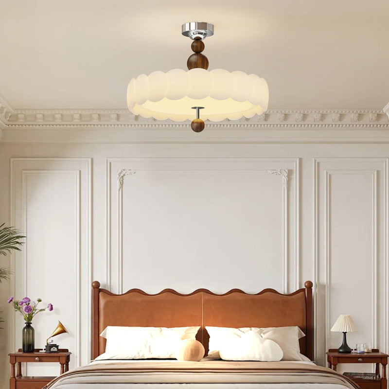 Petal Shape Purfle Ceiling Lamp With Elegant Luminous Acrylic Milky White For Master Bedroom
