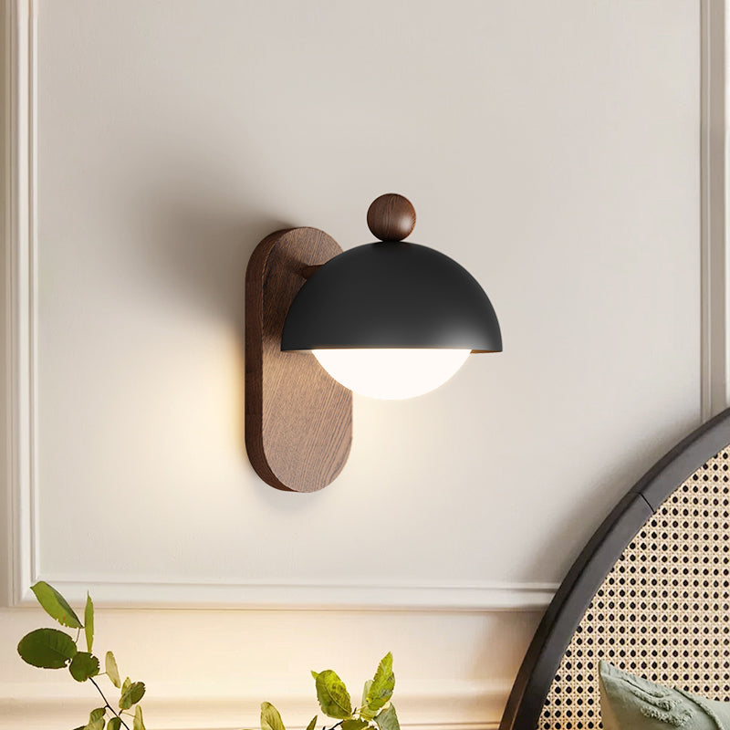 Retro Mushroom Creative Wall Lamp With Dome Ironwork For Bedroom