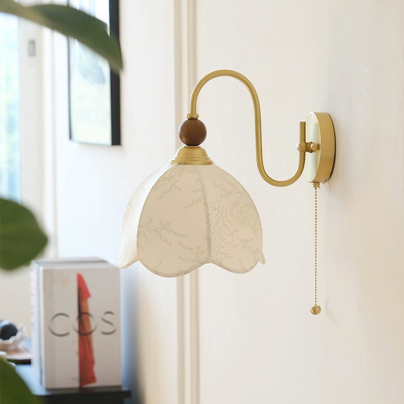 Retro Wabi-sabi Style Bedside Wall Lamp With Artisanal Silk For Lounge
