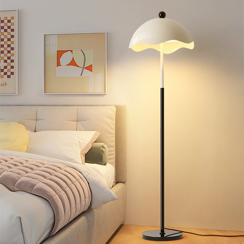 Creative Eggshell Cream Floor Lamp With Dome Acrylic For Spacious Parlor