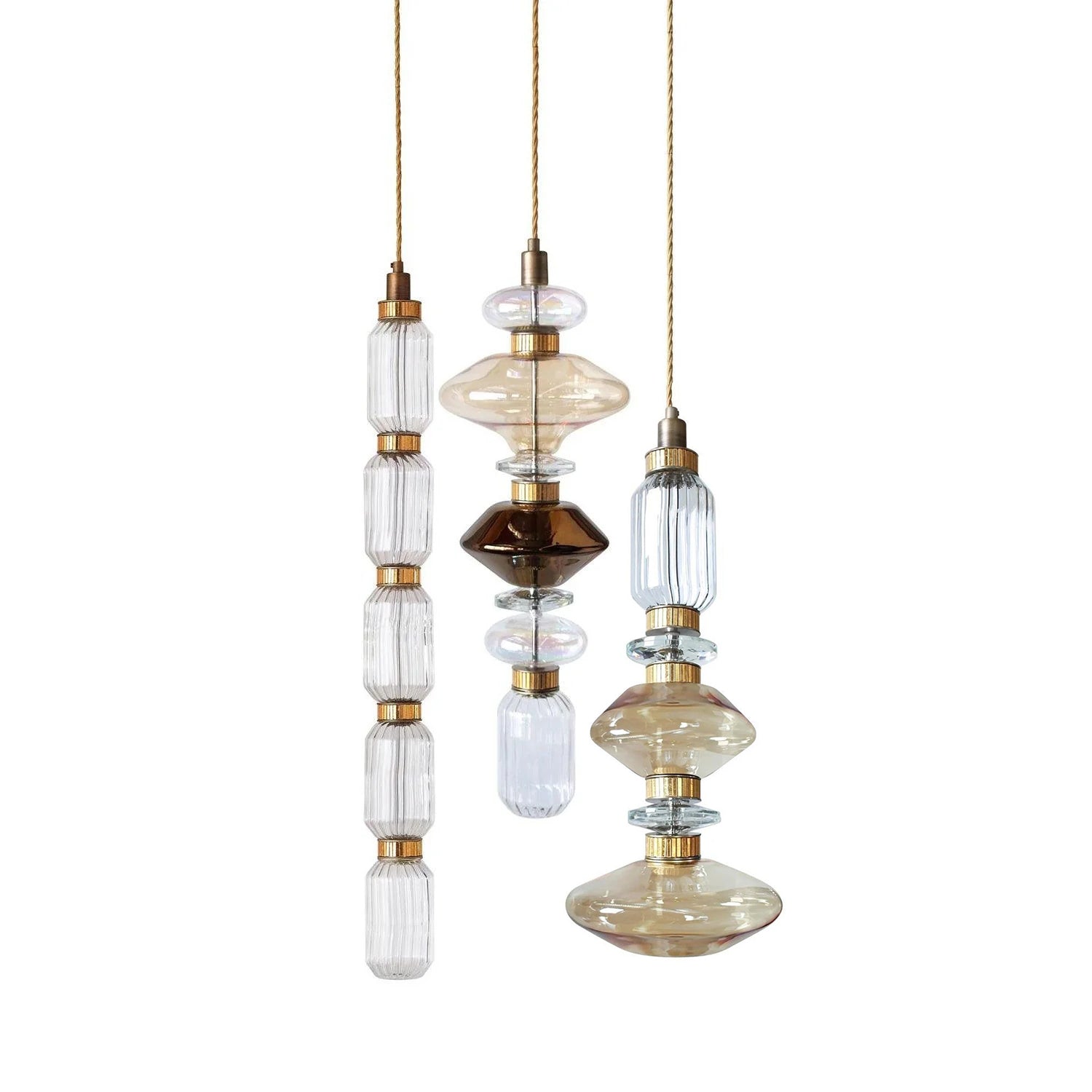 Sleek Hanging Light - Iron Metal Glass Gold Clear Hardwired Atmosphere