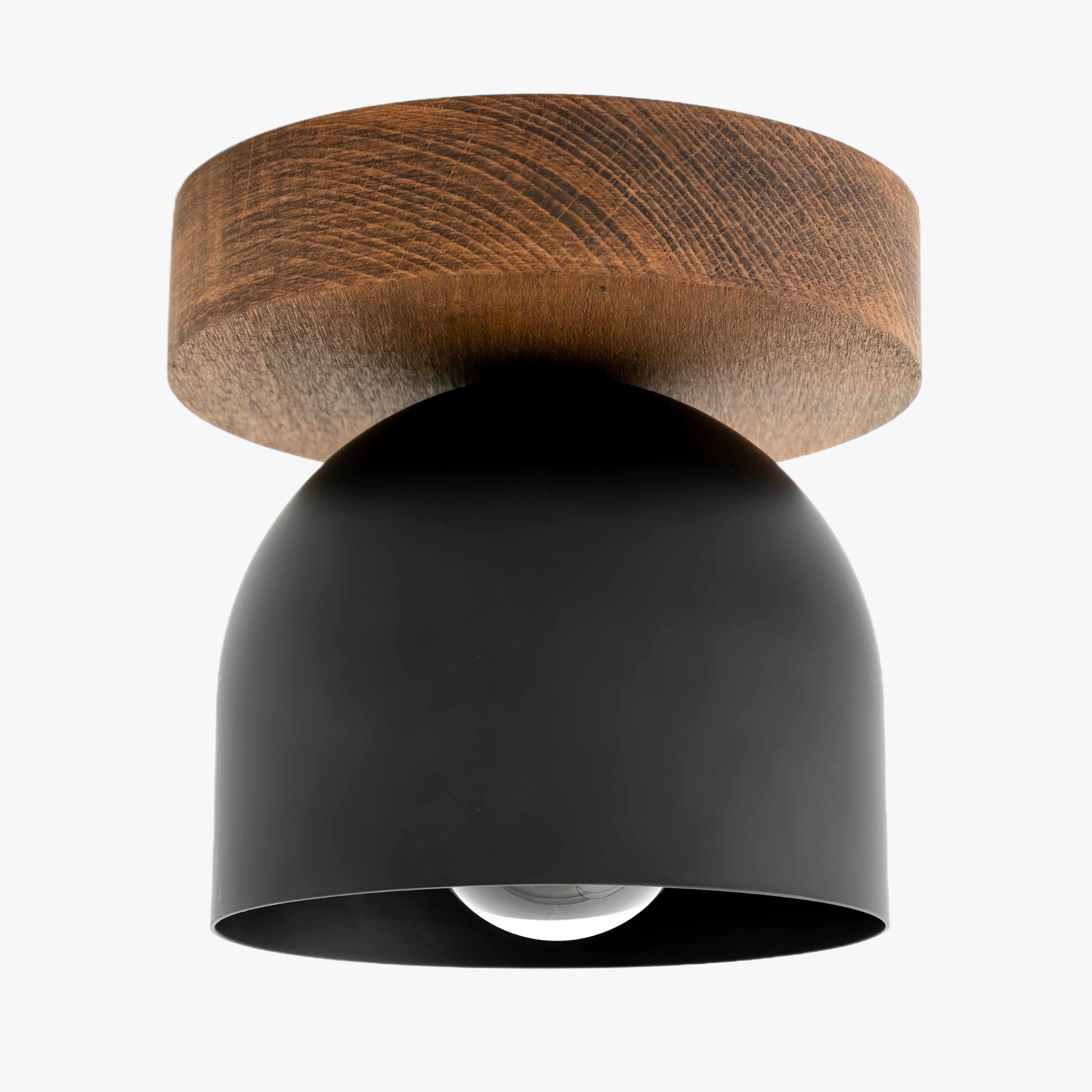 Metio Dome Modern Rustic Ceiling Light - Wooden and Metal Fusion