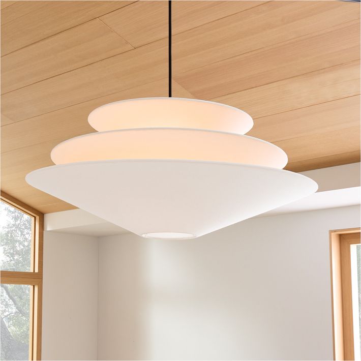 Solivara Linen Pendant Light - Modern Layered Lamp for Living Room