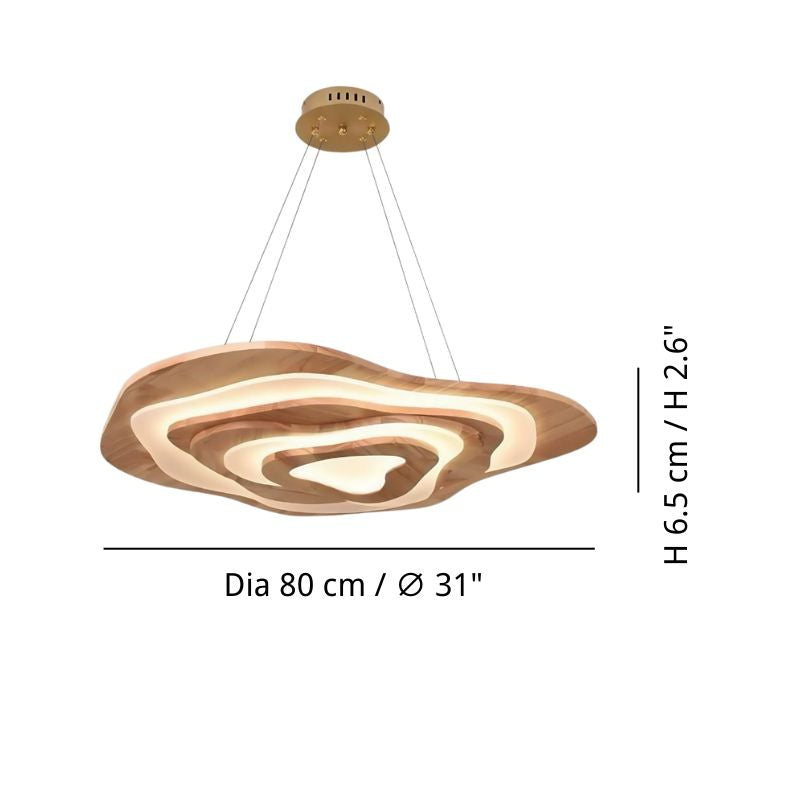 Wood Flush Mount Ceiling Light - Natural Beaded Pendant Design