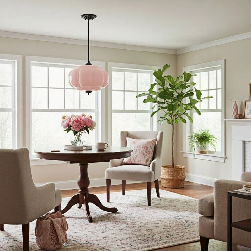 Eloise Vintage Pendant Light - Glass Semi-Flush Mount for Kitchen