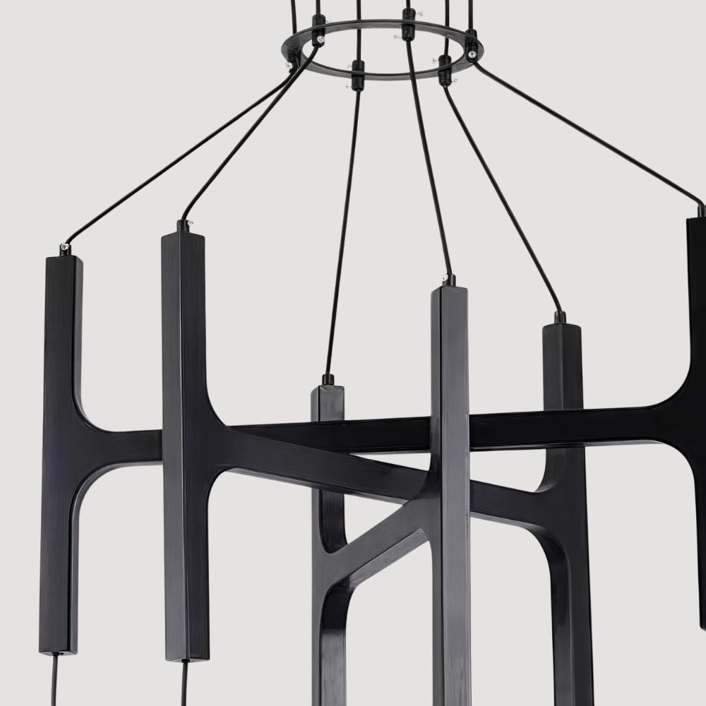 Multiple Wood Sputnik Chandelier - Glass Bubble Ball Pendant for Modern Home