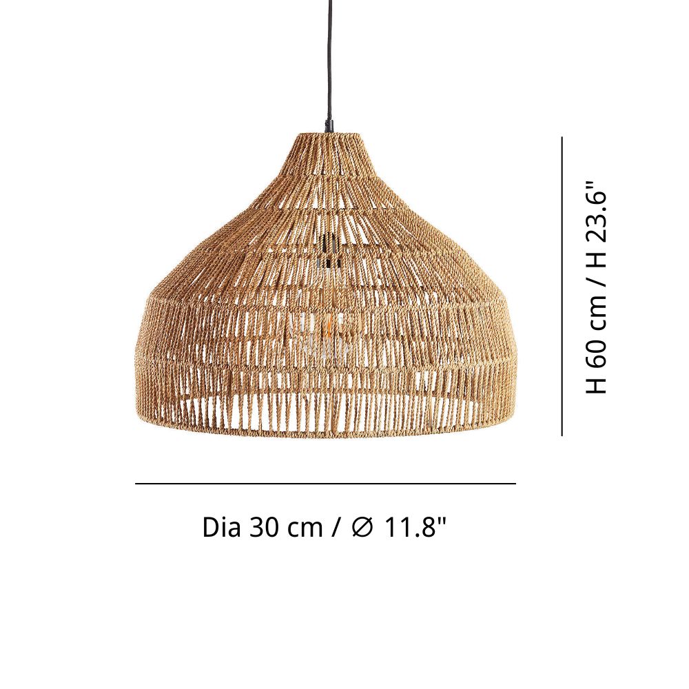 Rattan Dome Pendant Light - Woven Basket Outdoor Rattan Pendant Light