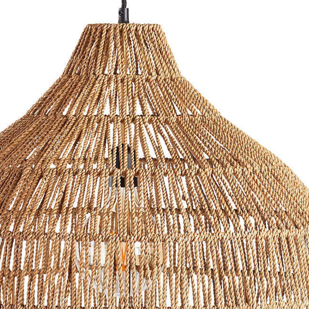 Rattan Dome Pendant Light - Woven Basket Outdoor Rattan Pendant Light
