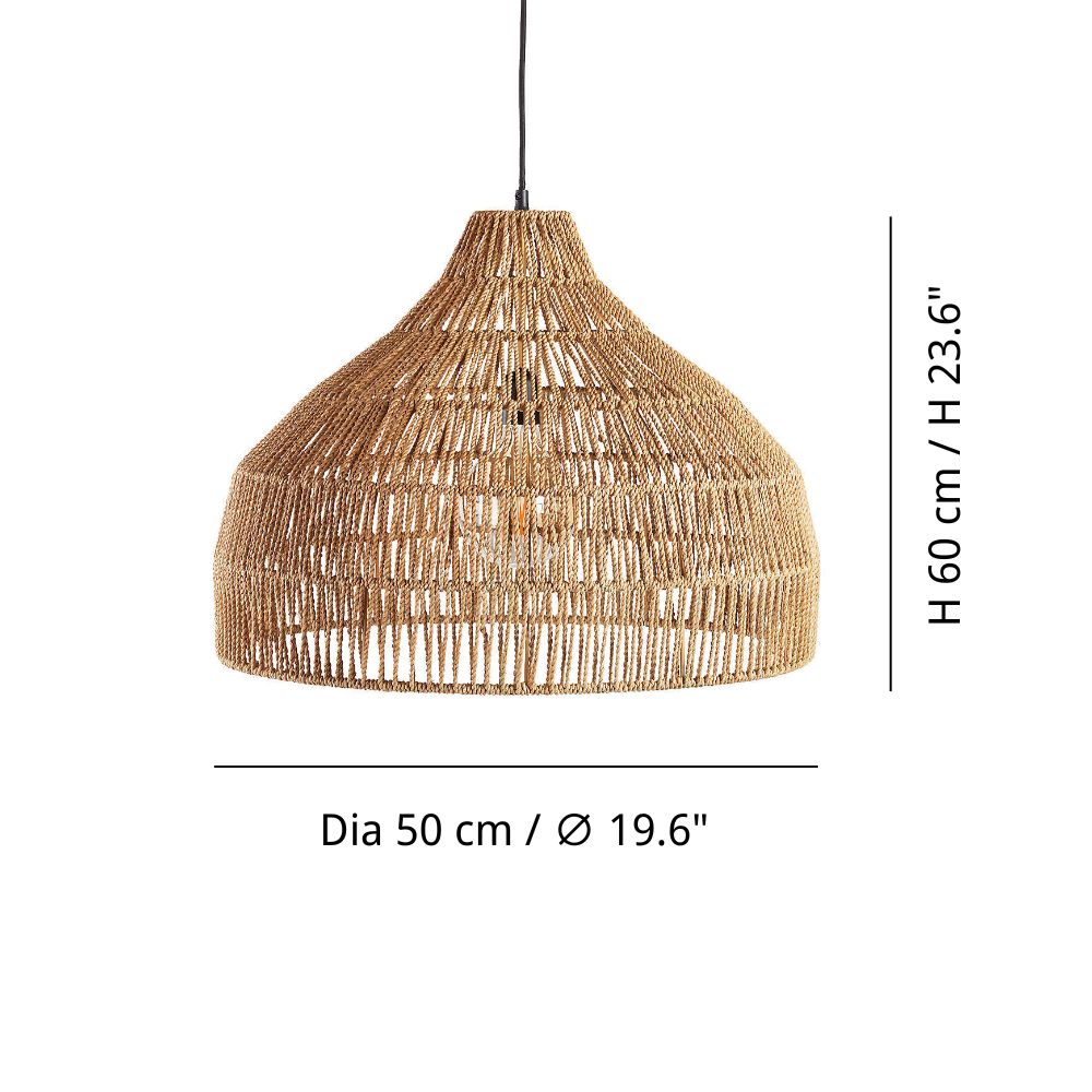 Rattan Dome Pendant Light - Woven Basket Outdoor Rattan Pendant Light