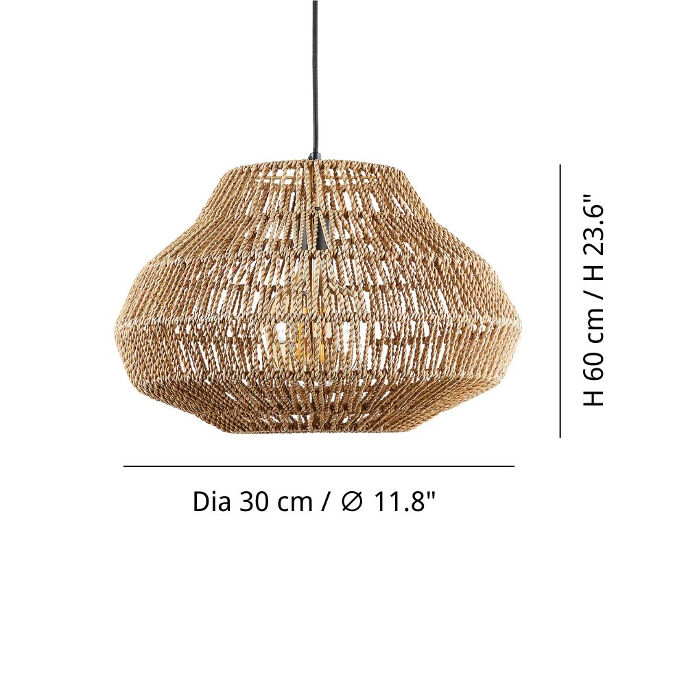Natural Rattan Pendant Light - Wicker Basket Pendant Light for Kitchen