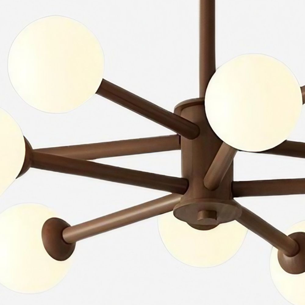 Flush Mount Sputnik Light - Natural Wood Ceiling Light for Stylish Interiors