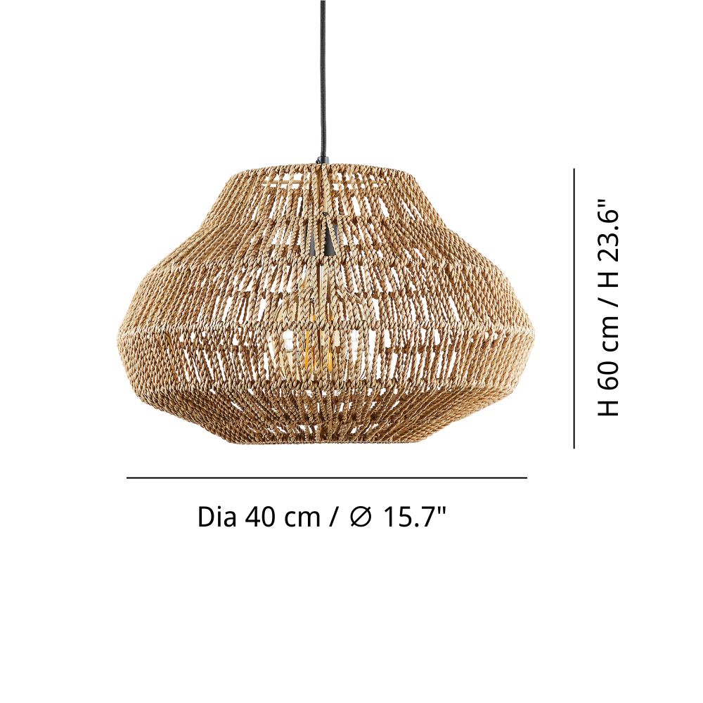 Natural Rattan Pendant Light - Wicker Basket Pendant Light for Kitchen