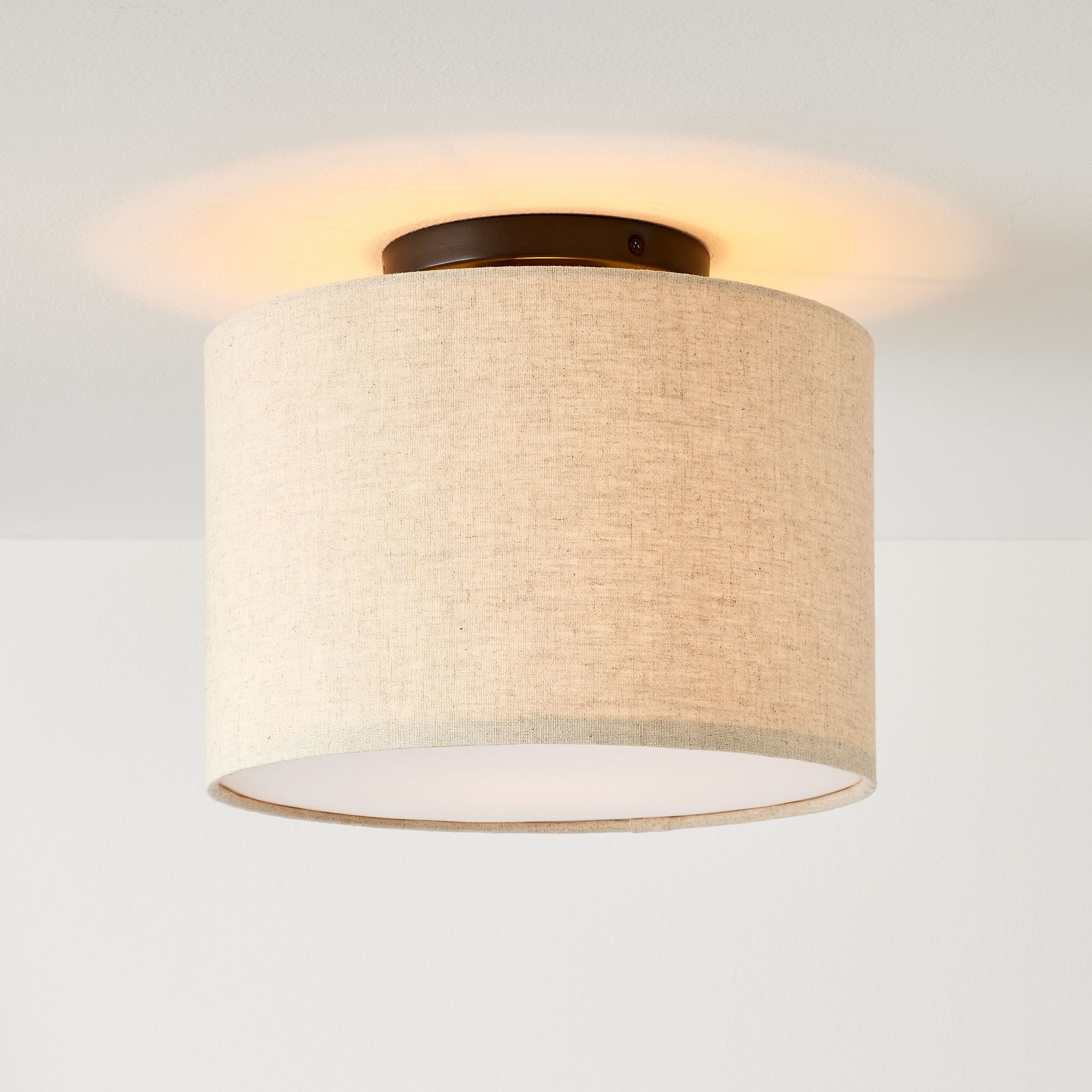 Jelvane Fabric Drum Ceiling Lamp - Linen Flush Mount Light for Hallway