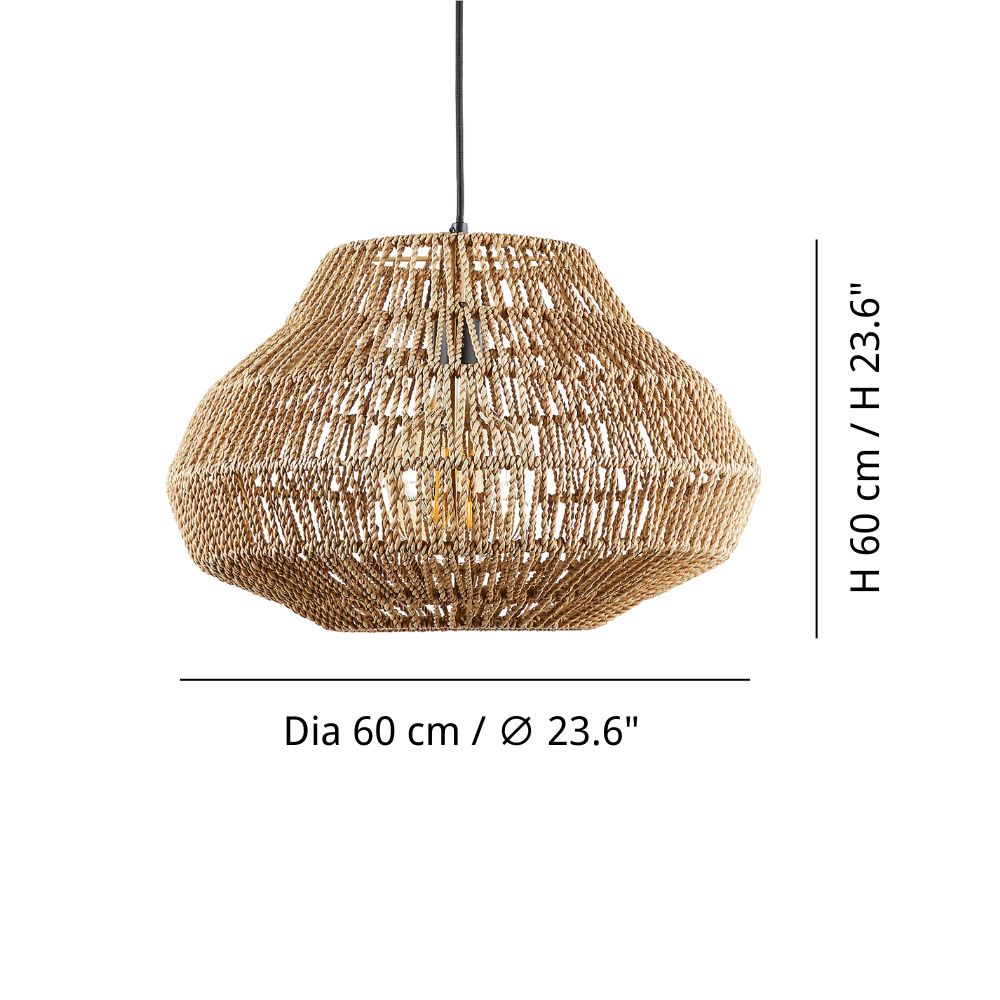 Natural Rattan Pendant Light - Wicker Basket Pendant Light for Kitchen