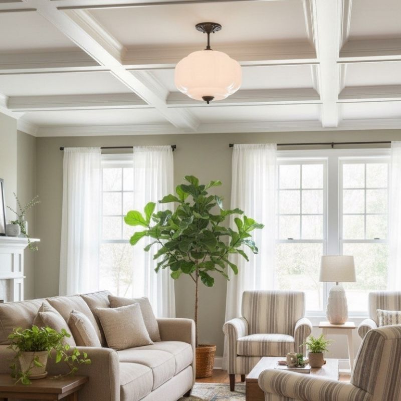 Eloise Vintage Pendant Light - Glass Semi-Flush Mount for Kitchen