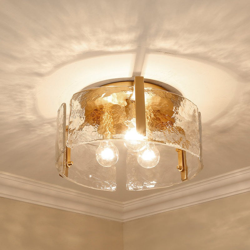 Plafonnier Verre Vintage de Ferme – Luminaire Couloir Plafond Laiton