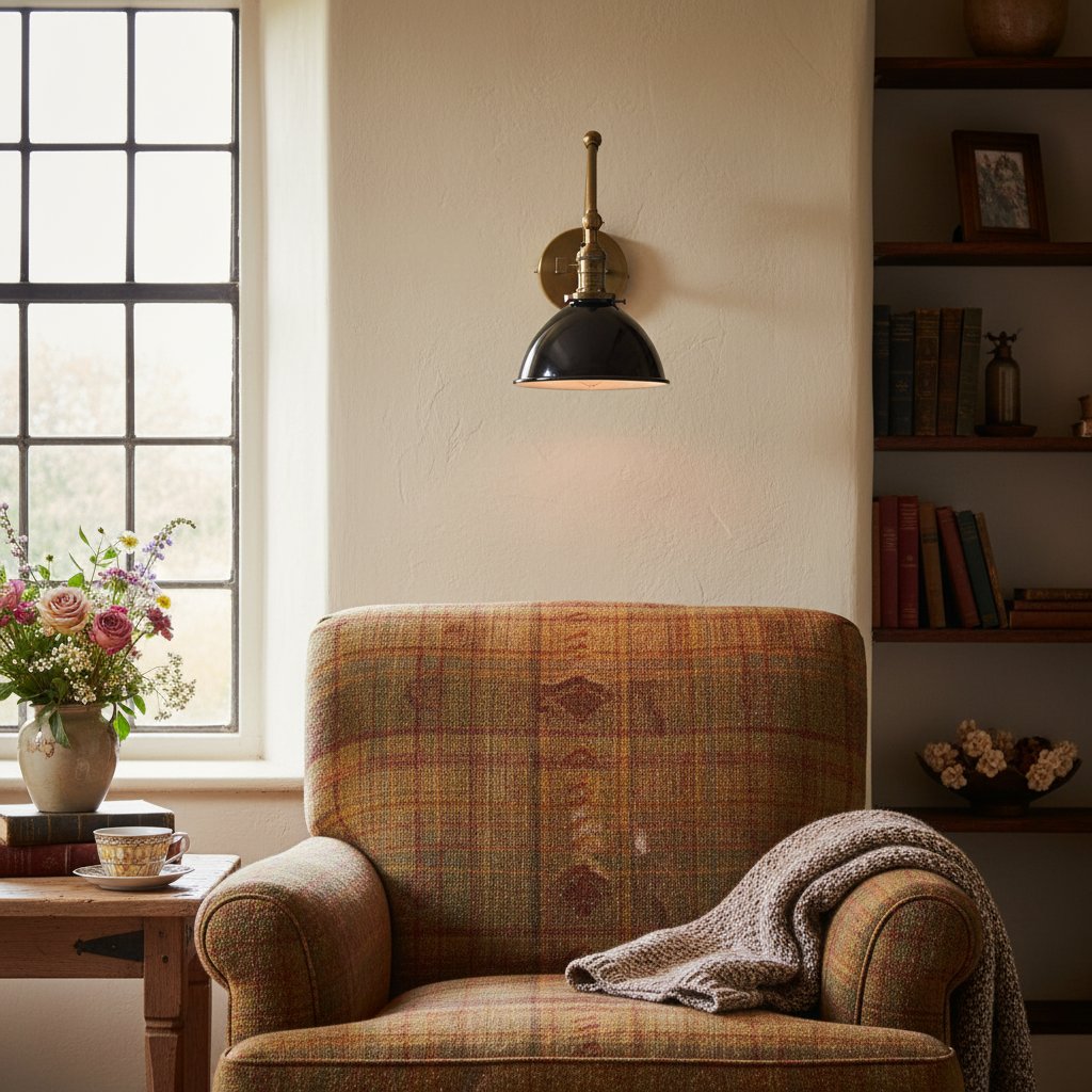 Conique Metal Vintage Industrial Swing Arm Wall Lamp - Adjustable Dome Shade for Study