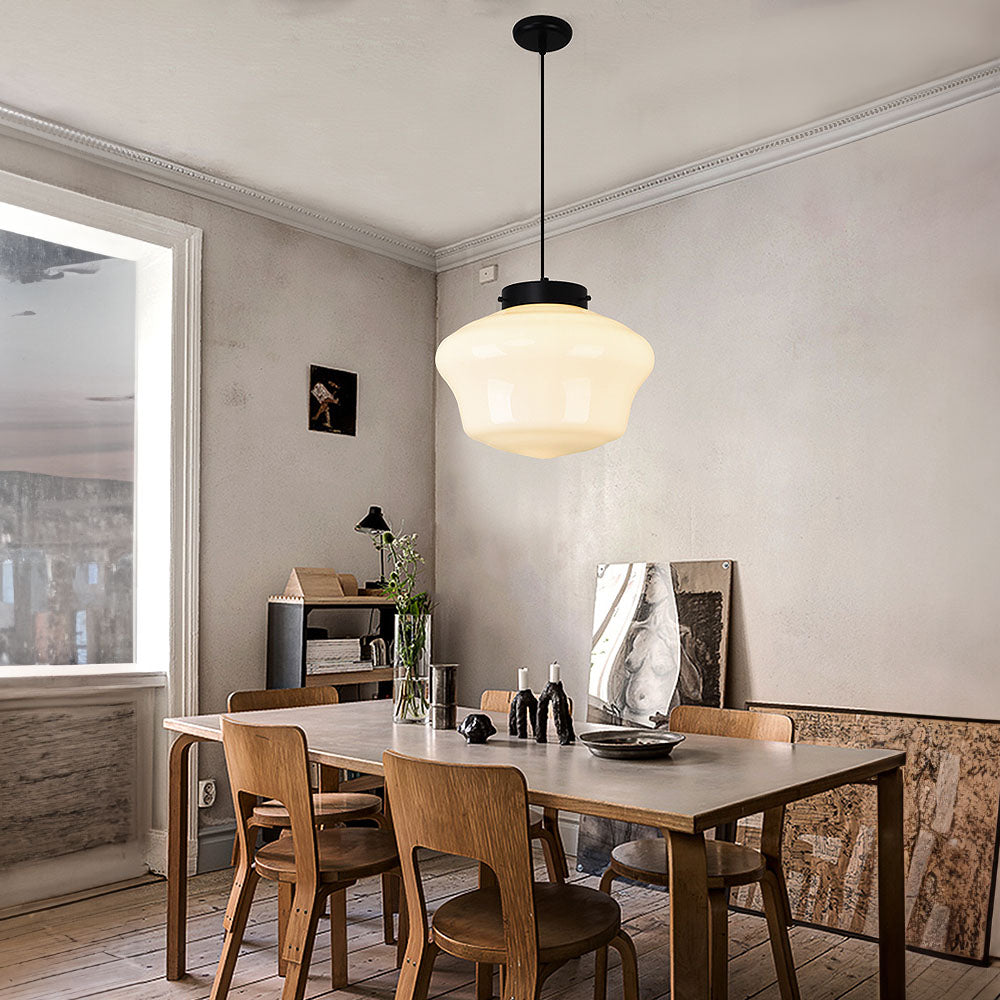 White Milk Glass Pendant Light - Vintage Elegance