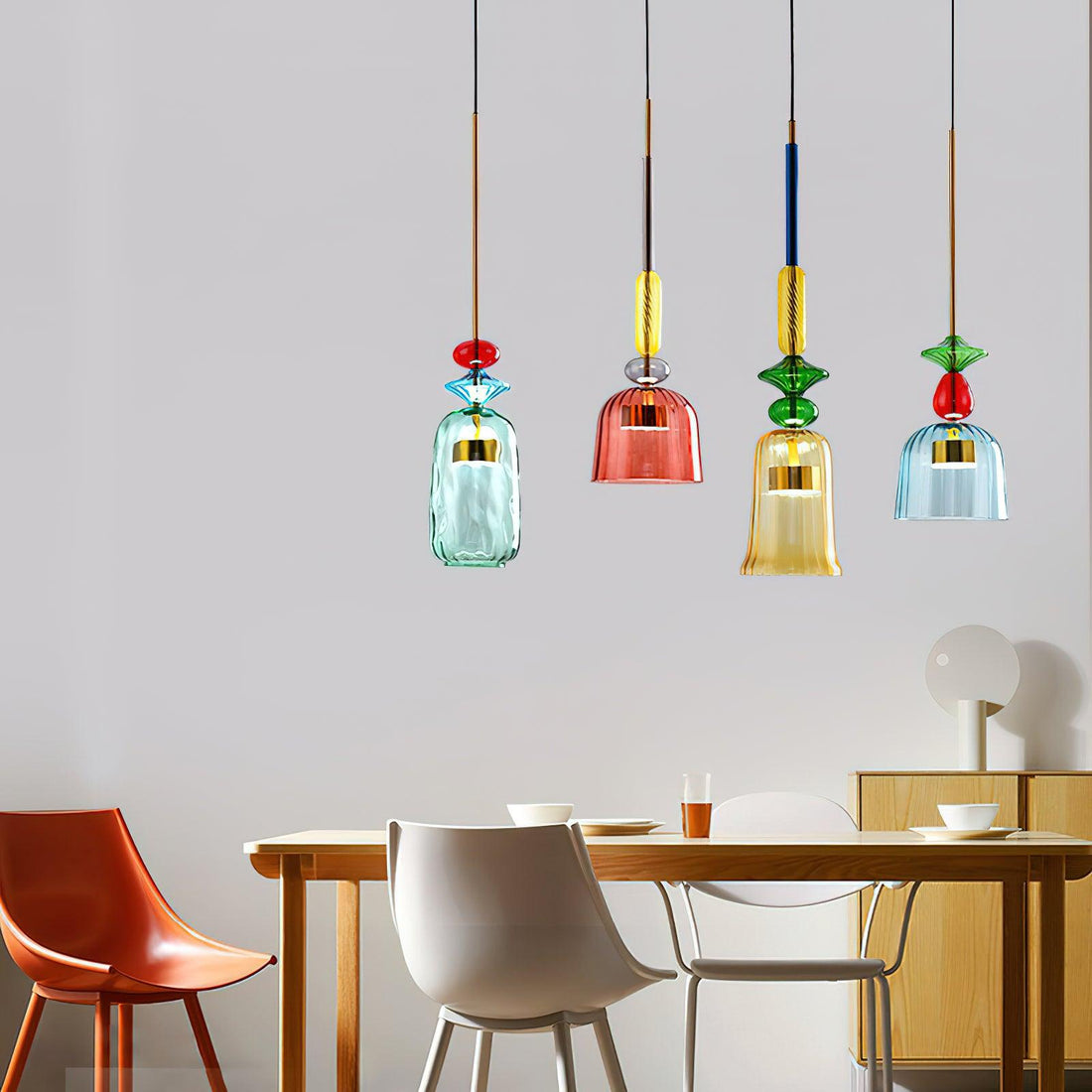 Iron Glass Chandelier Light - Colorful Candy Hand Blown Mixed Color