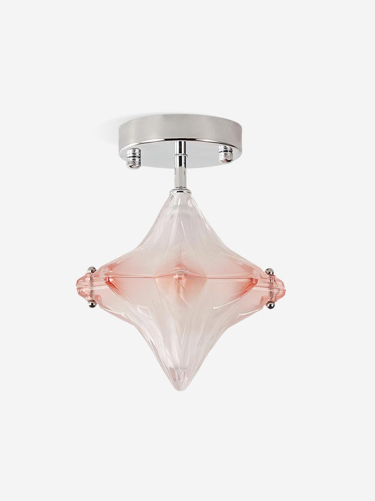 Art Deco Star Ceiling Lamp -Frosted Glass Fixture for Hallway & Entryway -Astris Ceres