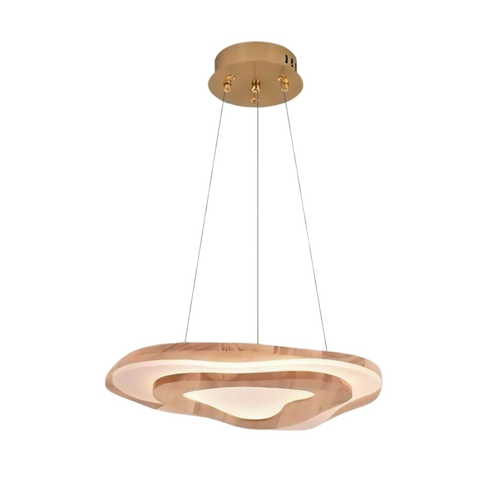 Wood Flush Mount Ceiling Light - Natural Beaded Pendant Design
