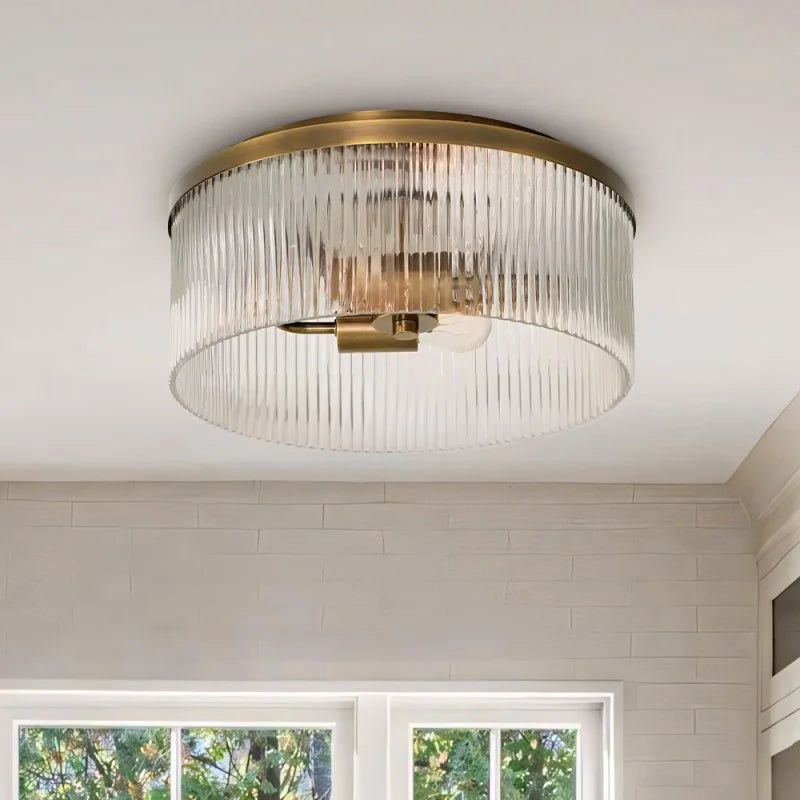 Vintage Semi-Flush Mount Clear Glass Ceiling Light