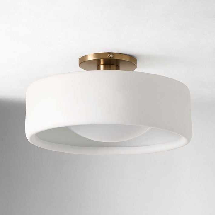 Plafonnier encastré moderne en porcelaine Cerova – Élégant abat-jour ivoire
