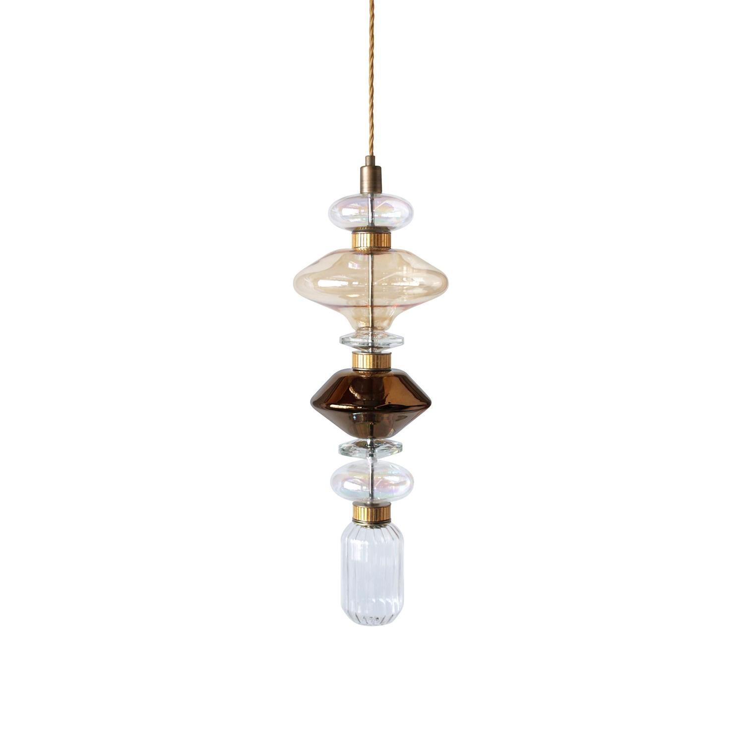 Sleek Hanging Light - Iron Metal Glass Gold Clear Hardwired Atmosphere