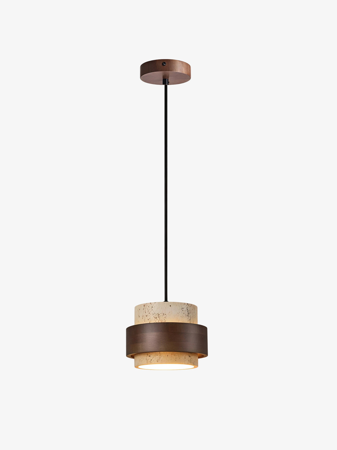 Natural Travertine Pendant Light - Walnut Circle Design for Dining Room