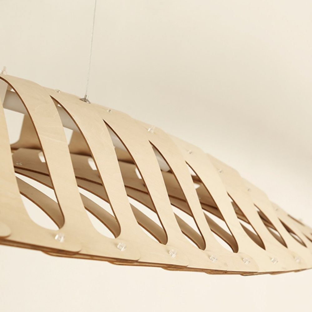 Modern Wood Pendant Light - Curved Leaf Pendant Lamp for Dining Room