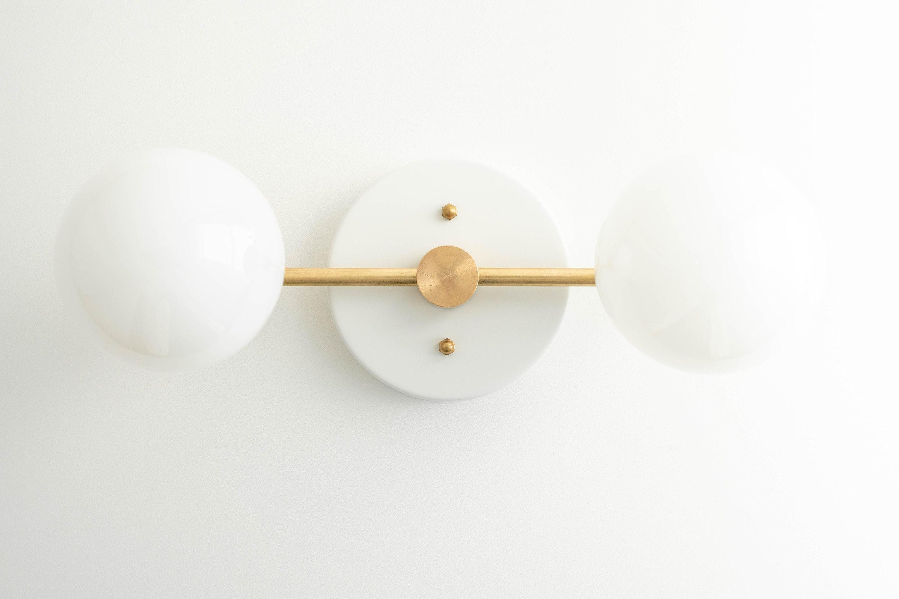 Glorica Glass Vanity Light - Modern Brass Wall Sconce for Bathroom Style