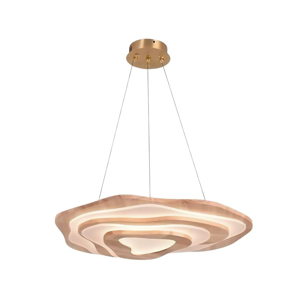 Wood Flush Mount Ceiling Light - Natural Beaded Pendant Design